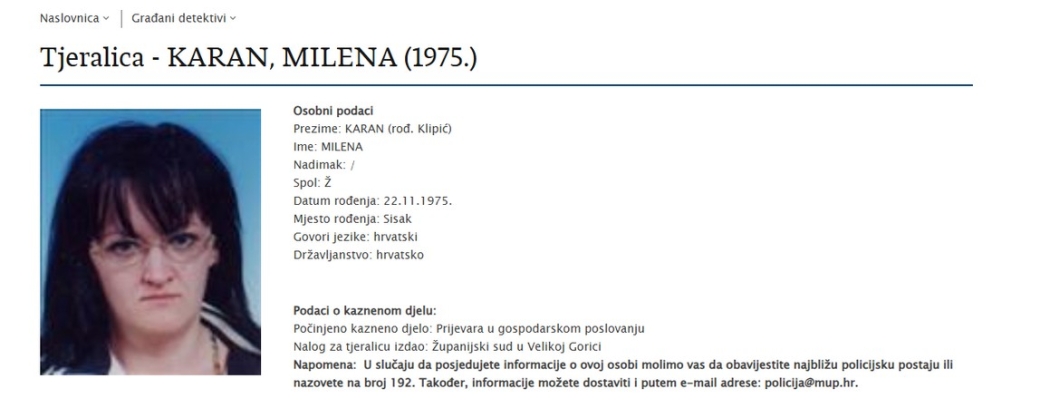 Od Interpolove poternice do opštinske službenice: Ko štiti Milenu Karan ?